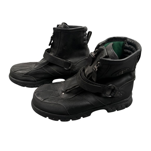 Polo Ralph Lauren Conquest Hi III Boots Mens 11D Black Leather Zip Buckle Duck main image 4